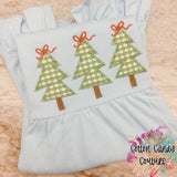 Christmas Trees Light Blue Ruffle Dress - 6