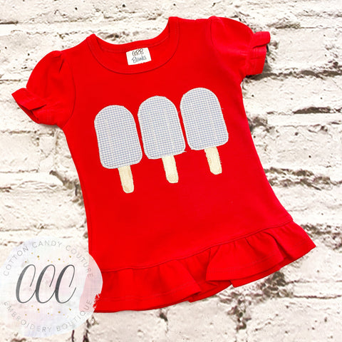 Red Ruffle Tee - Popsicle Trio - 12m
