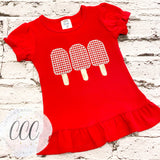 Red Ruffle Tee - Popsicle Trio - 2T