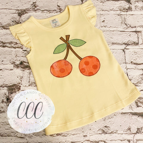 Yellow Flutter Sleeve Tee - Cherries - 2T
